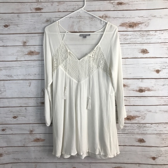 Purple Snow Tops - Boho Style Top, Cream, Size Medium